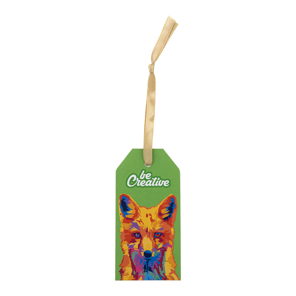 Etichetta natalizia in cartoncino kraft personalizzabile a colori e nastro dorato — gadget promozionale personalizzabile con il tuo logo