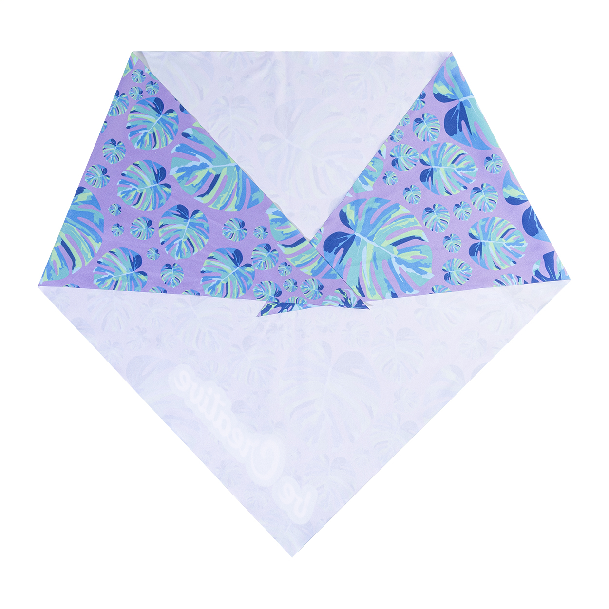 Foulard triangolare in microfibra RPET (170 g/m²) personalizzato con grafica stampata in sublimazione sul lato anteriore — gadget promozionale personalizzabile con il tuo logo