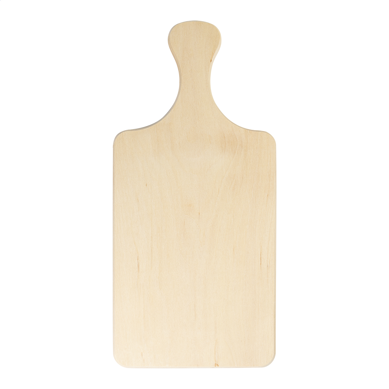 Tagliere monoblocco con manico, in 100% legno naturale di ontano e completamente privo di colla — gadget promozionale personalizzabile con il tuo logo