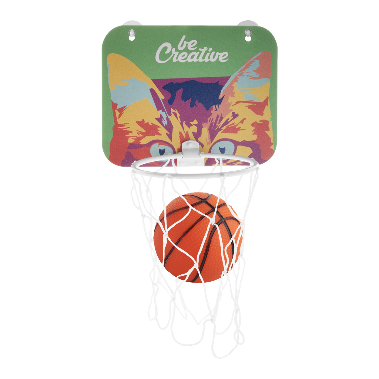Canestro per pallacanestro in HDF personalizzabile sul fronte — gadget promozionale personalizzabile con il tuo logo