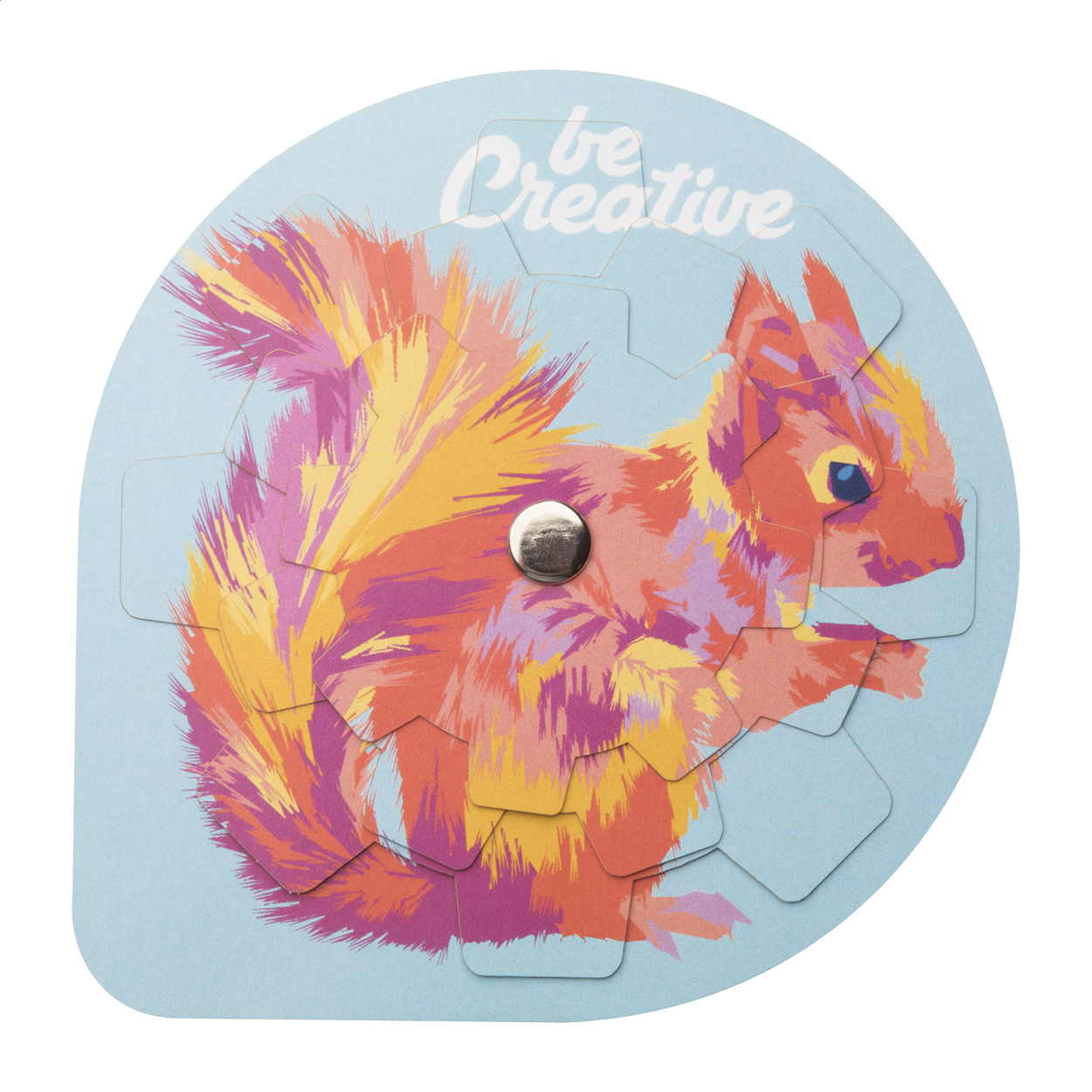 Puzzle in carta con grafica personalizzabile scomposta su 3 dischi rotanti — gadget promozionale personalizzabile con il tuo logo