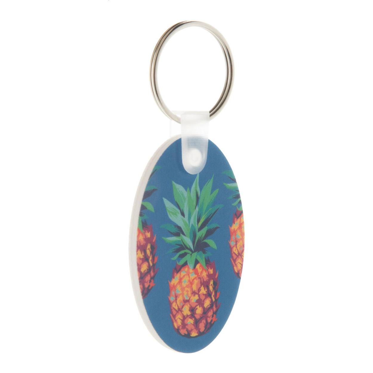 Portachiavi ovale in PVC espanso con stampa a colori — gadget promozionale personalizzabile con il tuo logo