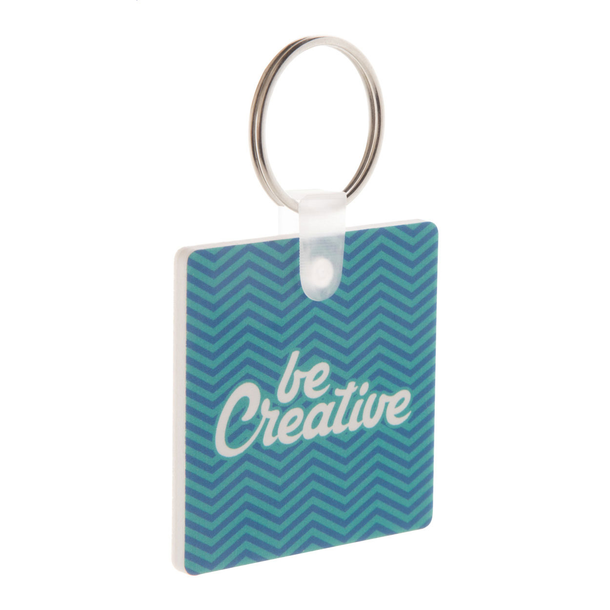 Portachiavi quadrato in PVC espanso con stampa a colori — gadget promozionale personalizzabile con il tuo logo