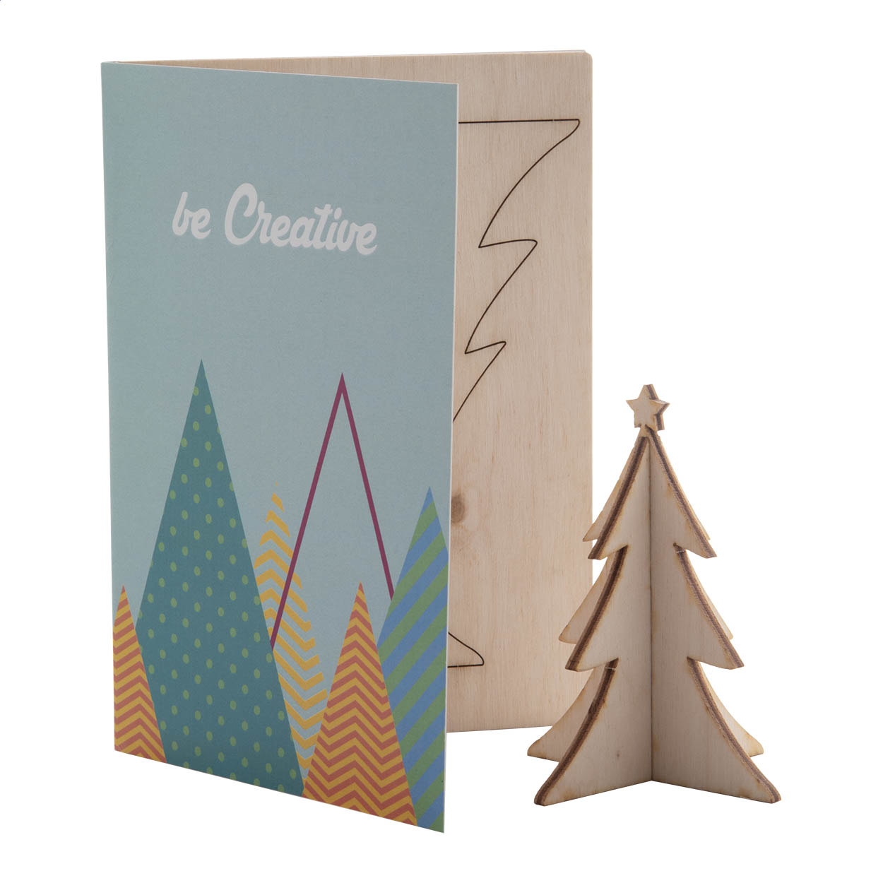 biglietto auguri Natalizio, albero — gadget promozionale personalizzabile con il tuo logo
