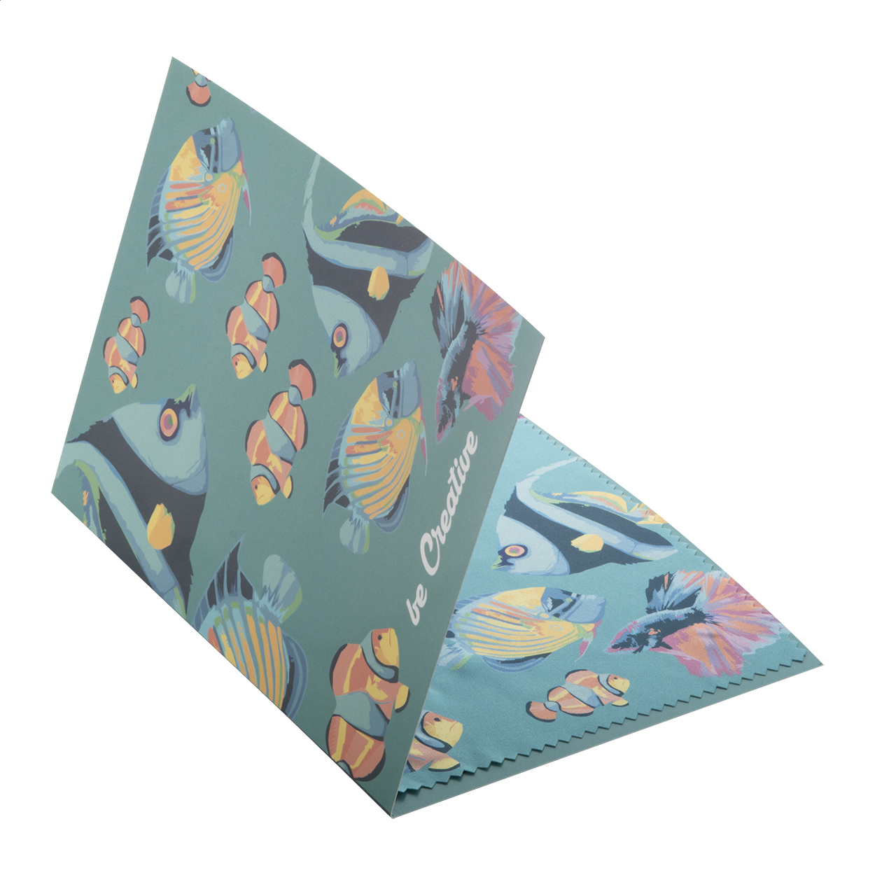 cartolina con panno pulizia occhiali — gadget promozionale personalizzabile con il tuo logo