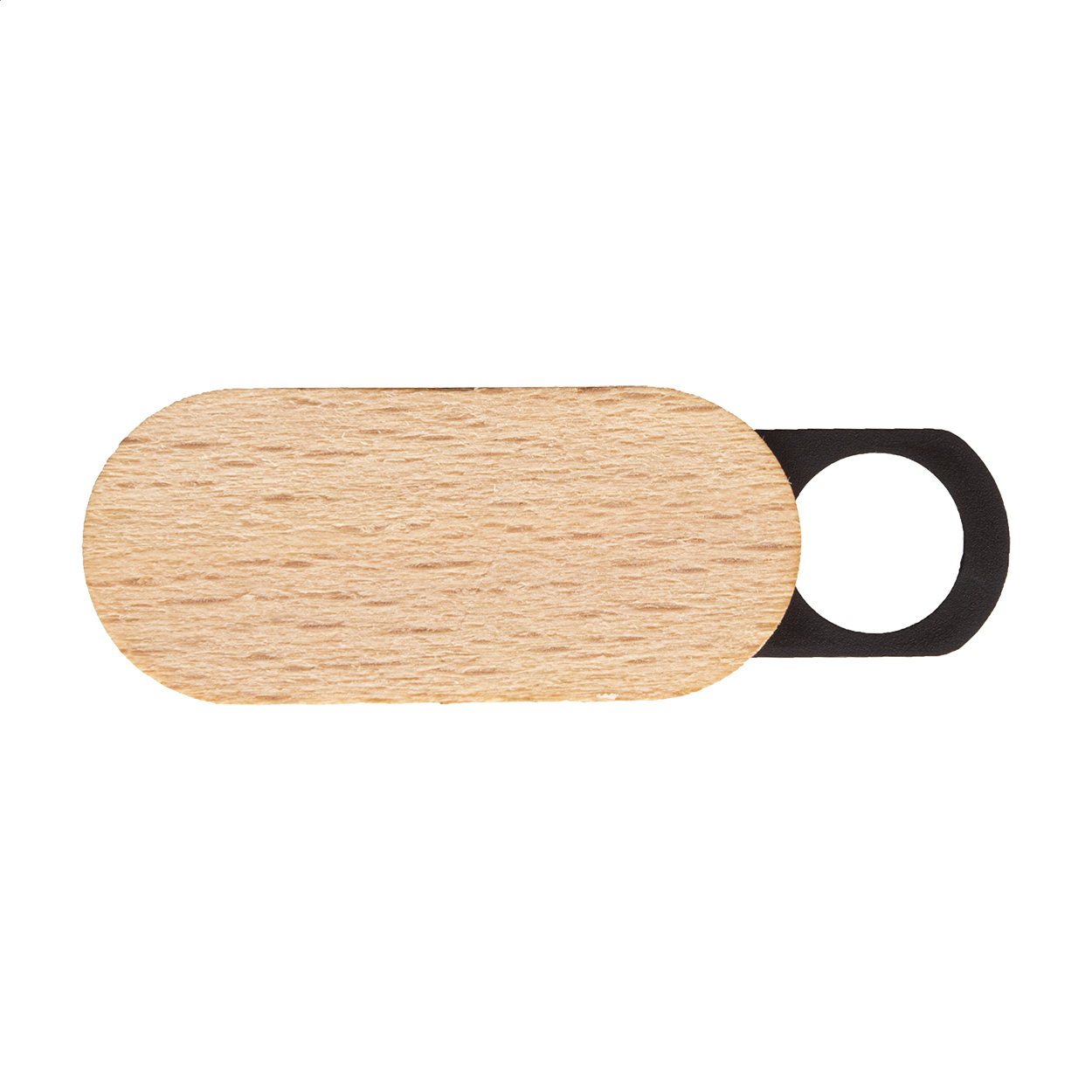 Copri webcam con rivestimento in legno, coperchio scorrevole e retro adesivo — gadget promozionale personalizzabile con il tuo logo