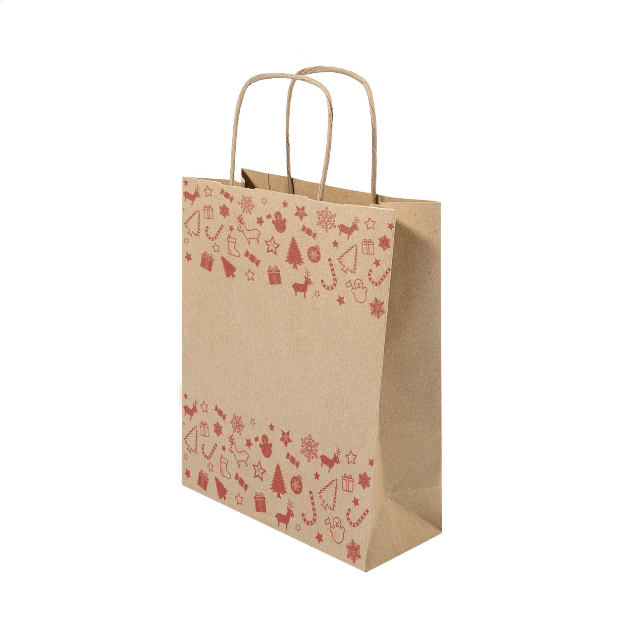 Busta regalo natalizia in carta, taglia media — gadget promozionale personalizzabile con il tuo logo