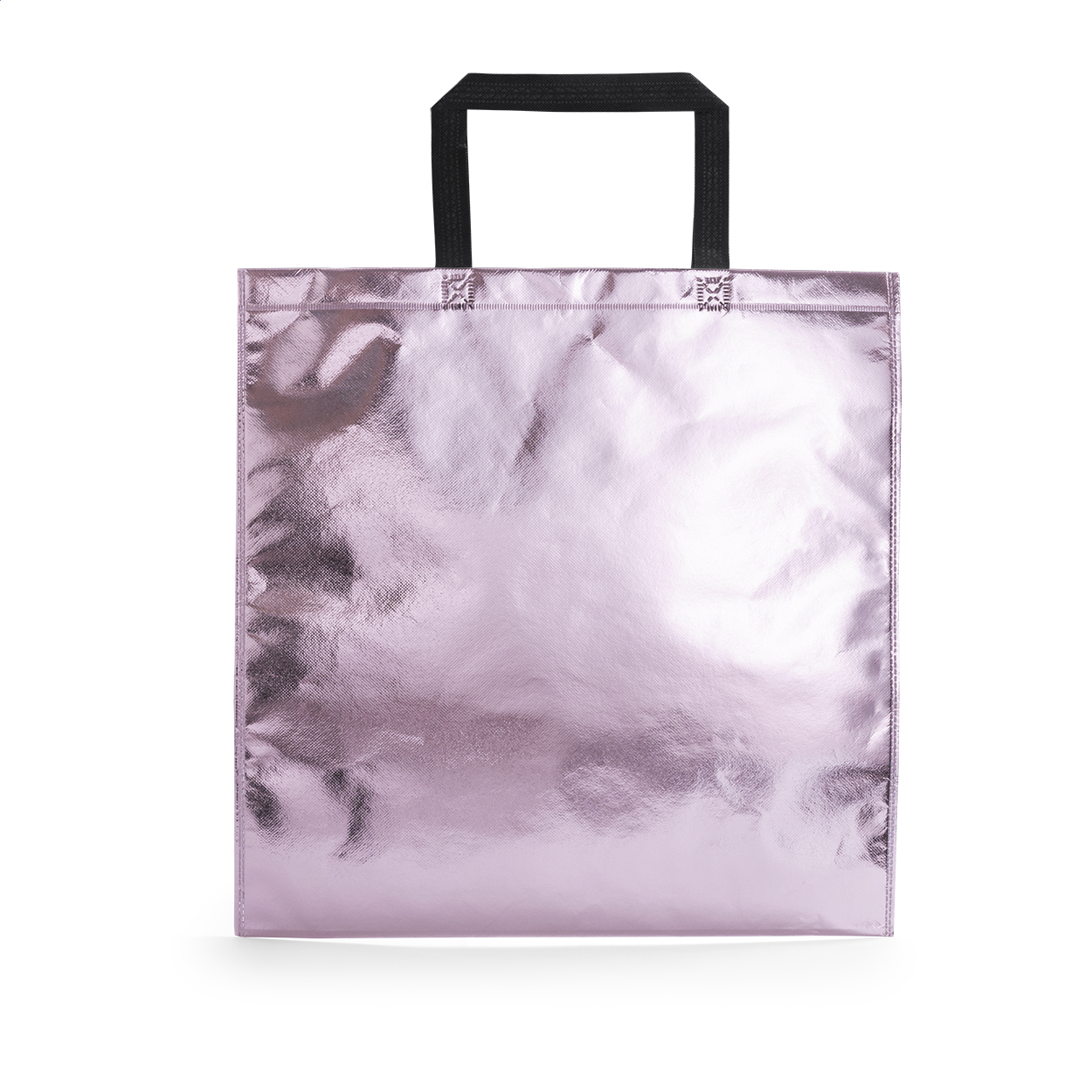 Shopper in TNT laminato di colore metallico, con manici di media lunghezza — gadget promozionale personalizzabile con il tuo logo