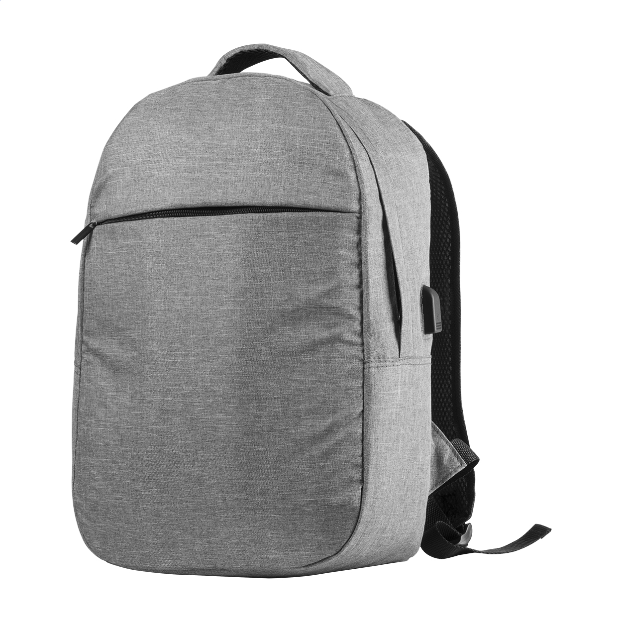 Zaino con protezione RFID, scomparti multipli con zip, scomparto imbottito per computer portatile (15"), schienale imbottito e tracolla — gadget promozionale personalizzabile con il tuo logo