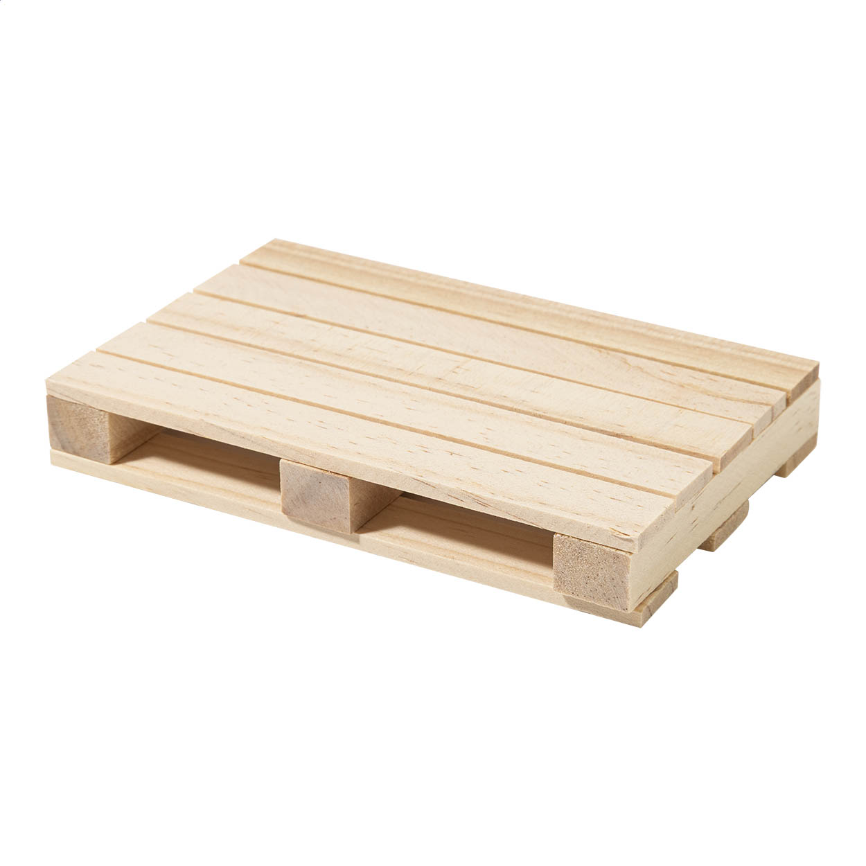 Sottobicchiere in legno a forma di mini pallet — gadget promozionale personalizzabile con il tuo logo
