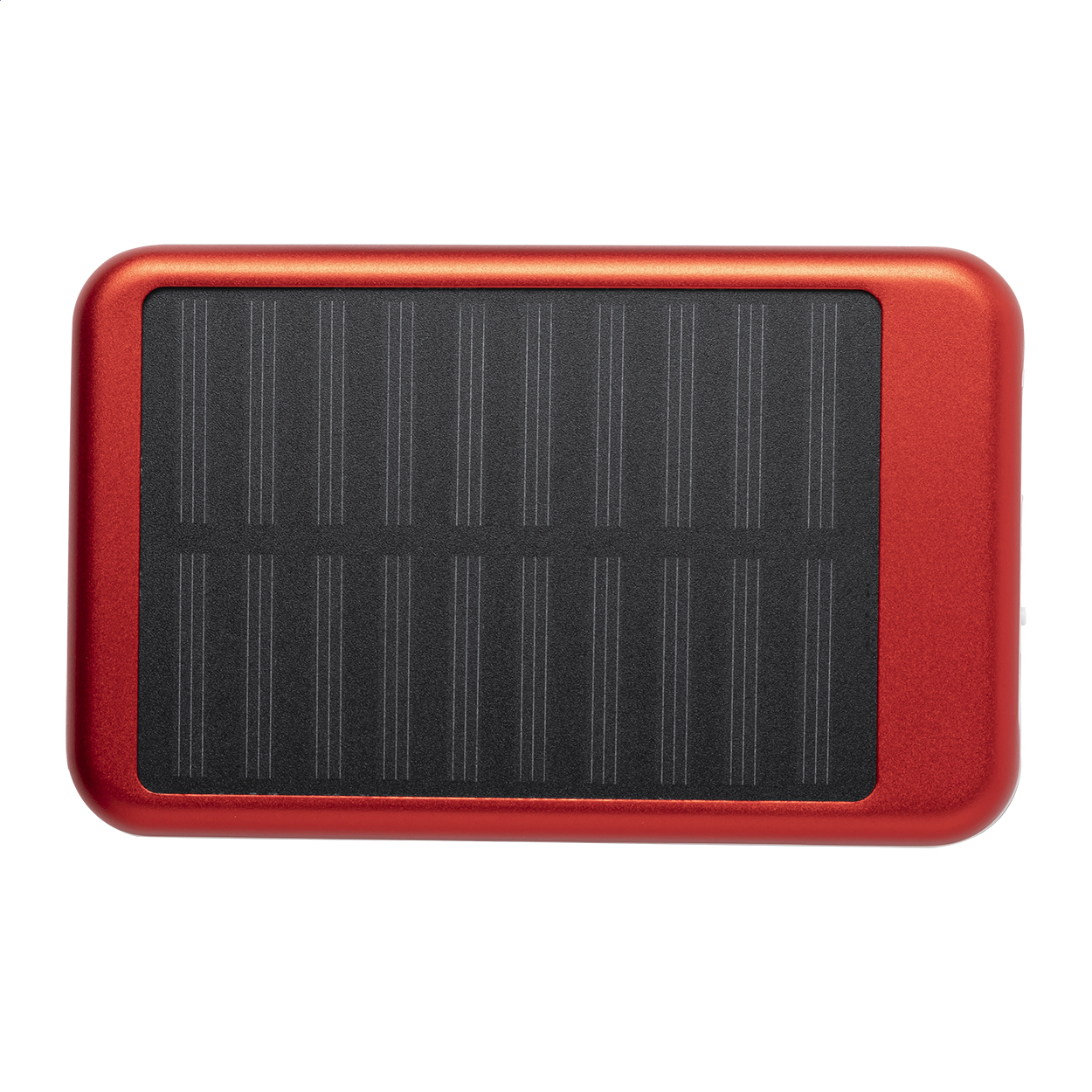 Power bank USB in alluminio da 4000 mAh e caricatore solare incorporato — gadget promozionale personalizzabile con il tuo logo