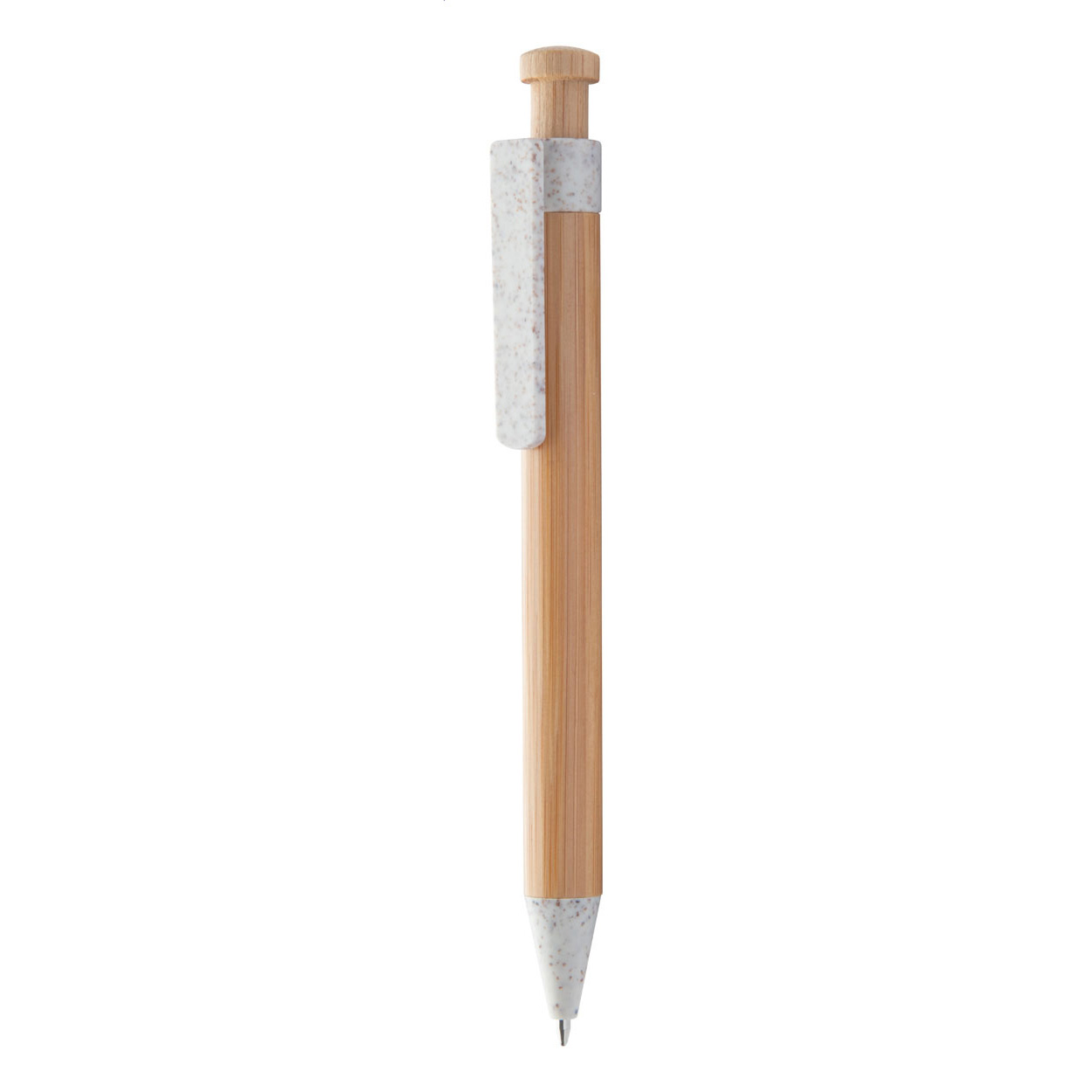 Penna a sfera in bambù con parti in plastica ecologica di paglia di grano — gadget promozionale personalizzabile con il tuo logo
