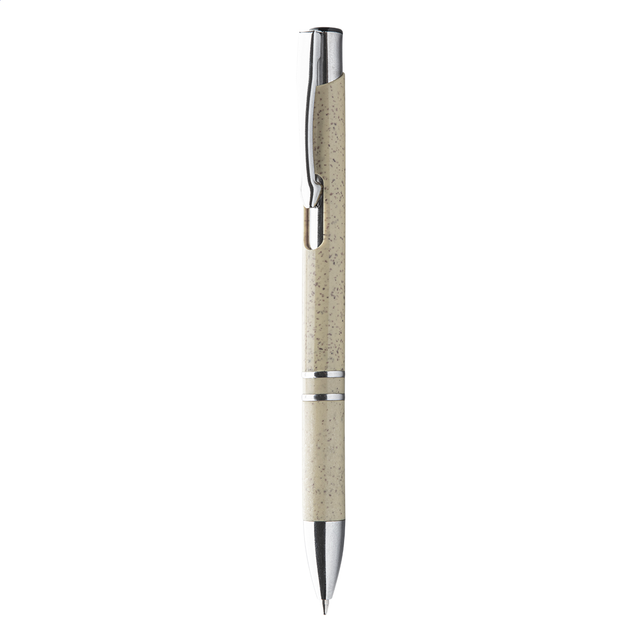 Penna a sfera in plastica ecologica con parti metalliche — gadget promozionale personalizzabile con il tuo logo