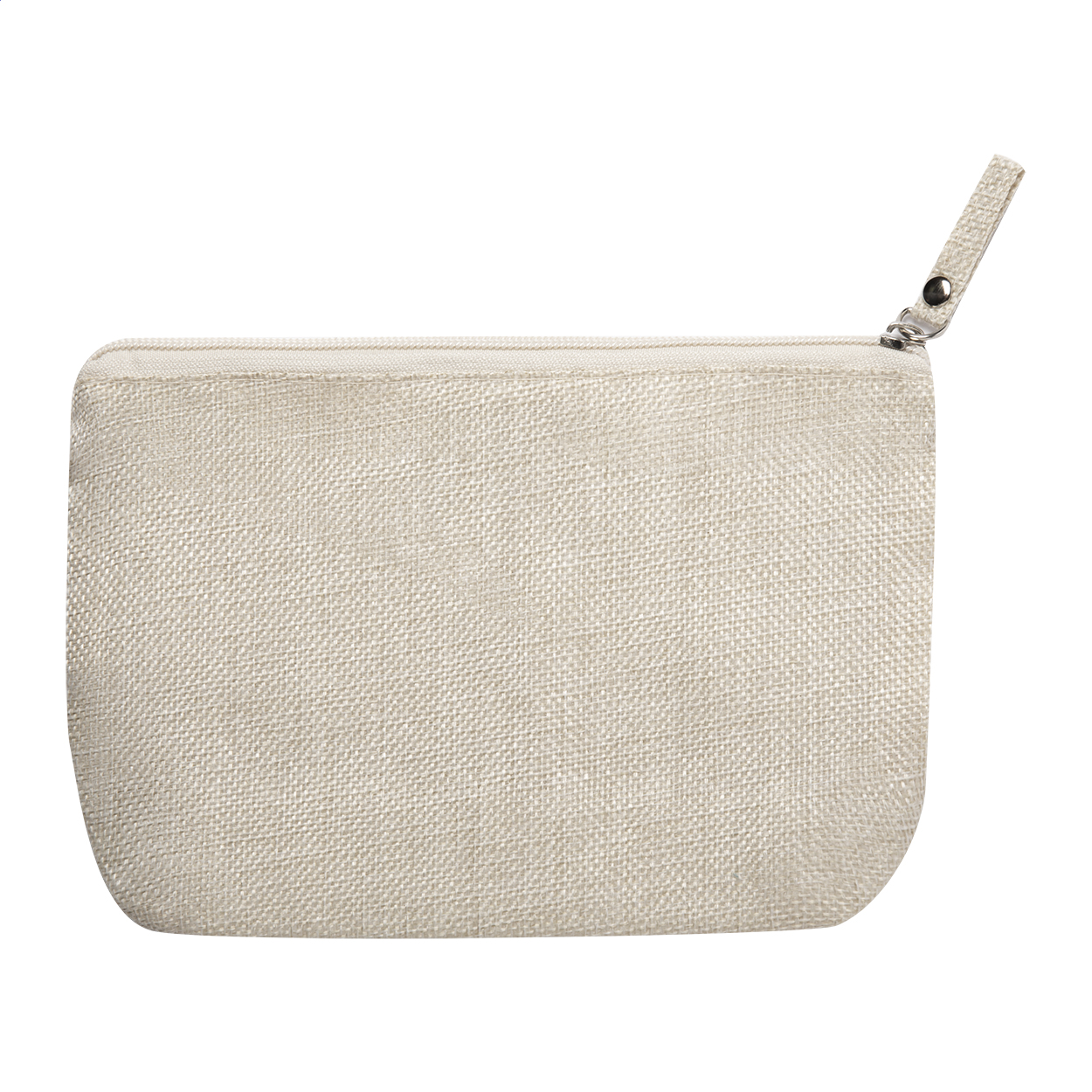 Trousse per cosmetici in poliestere di colore naturale con cerniera — gadget promozionale personalizzabile con il tuo logo