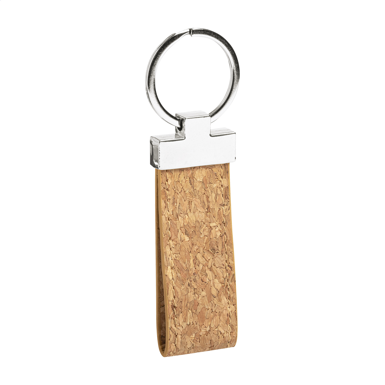 Portachiavi con parti in sughero naturale e metallo — gadget promozionale personalizzabile con il tuo logo