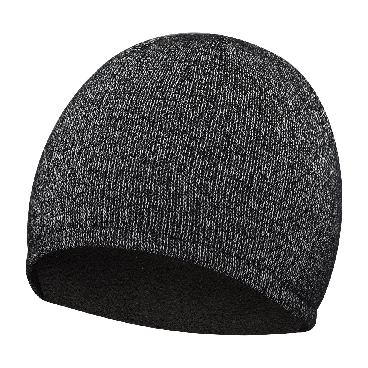 Cappello invernale in acrilico e materiale riflettente con fodera in pile — gadget promozionale personalizzabile con il tuo logo