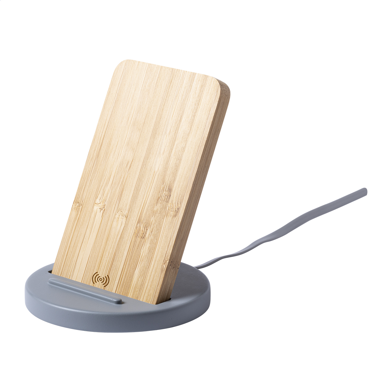 caricabatterie wireless con supporto per cellulare — gadget promozionale personalizzabile con il tuo logo