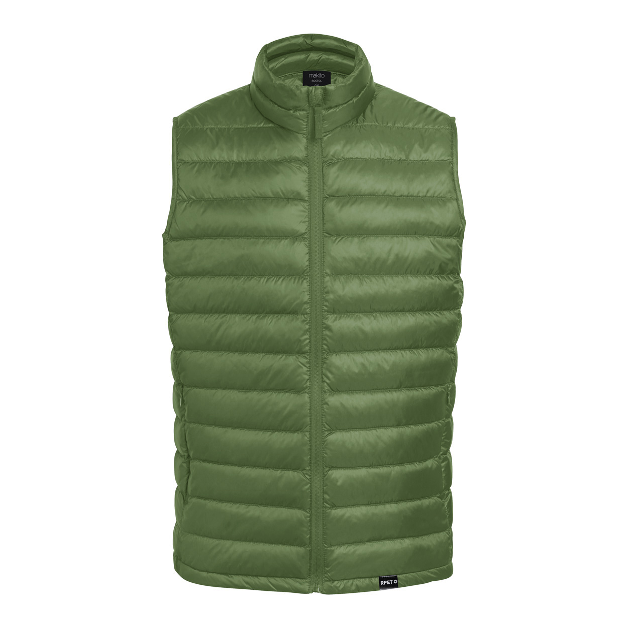 gilet imbottito in RPET — gadget promozionale personalizzabile con il tuo logo