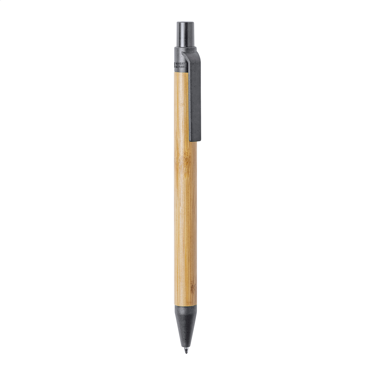 Penna a sfera in bambù con parti in plastica ecologica di paglia di grano — gadget promozionale personalizzabile con il tuo logo