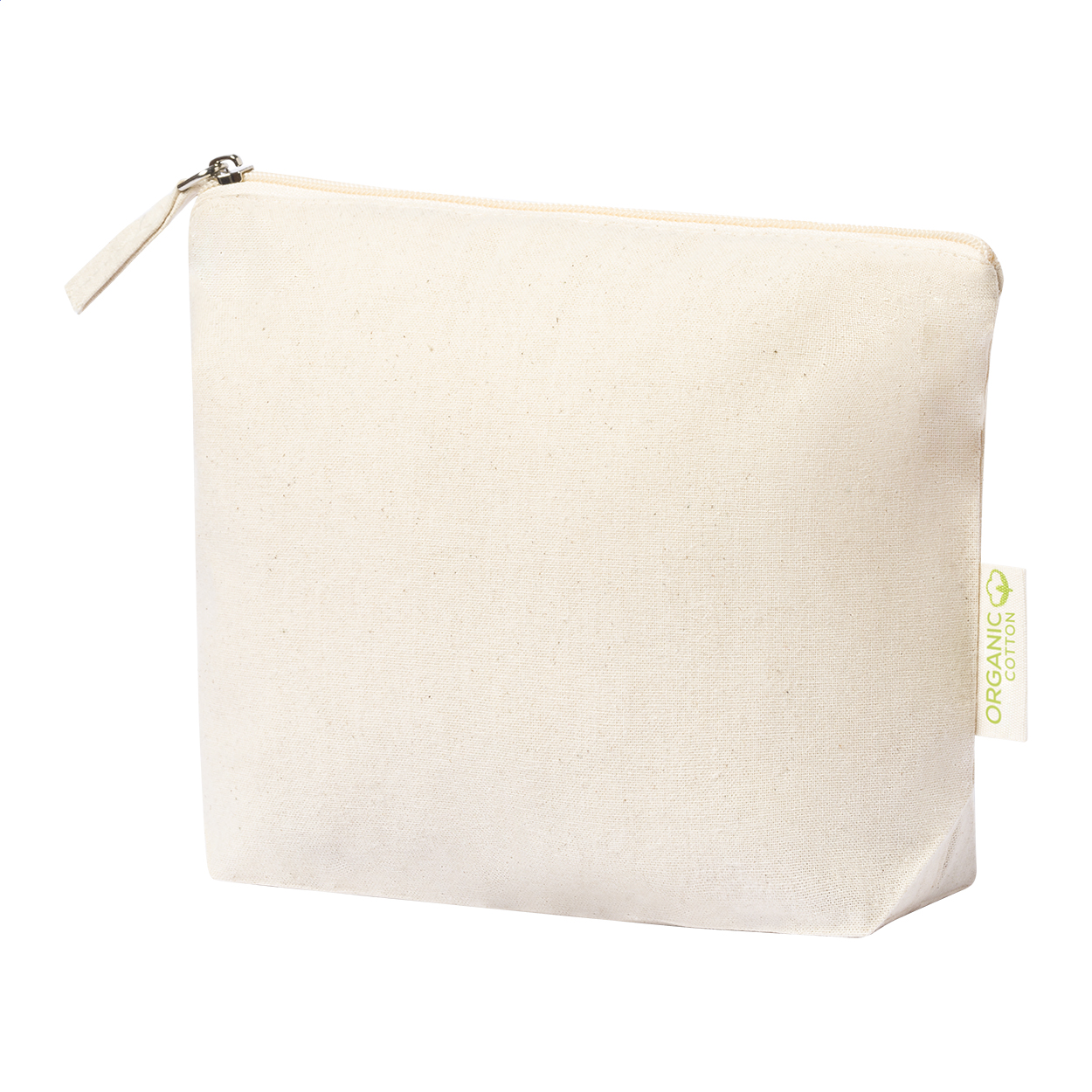 Trousse per cosmetici in 100% cotone organico da 175 g/m² e cerniera — gadget promozionale personalizzabile con il tuo logo