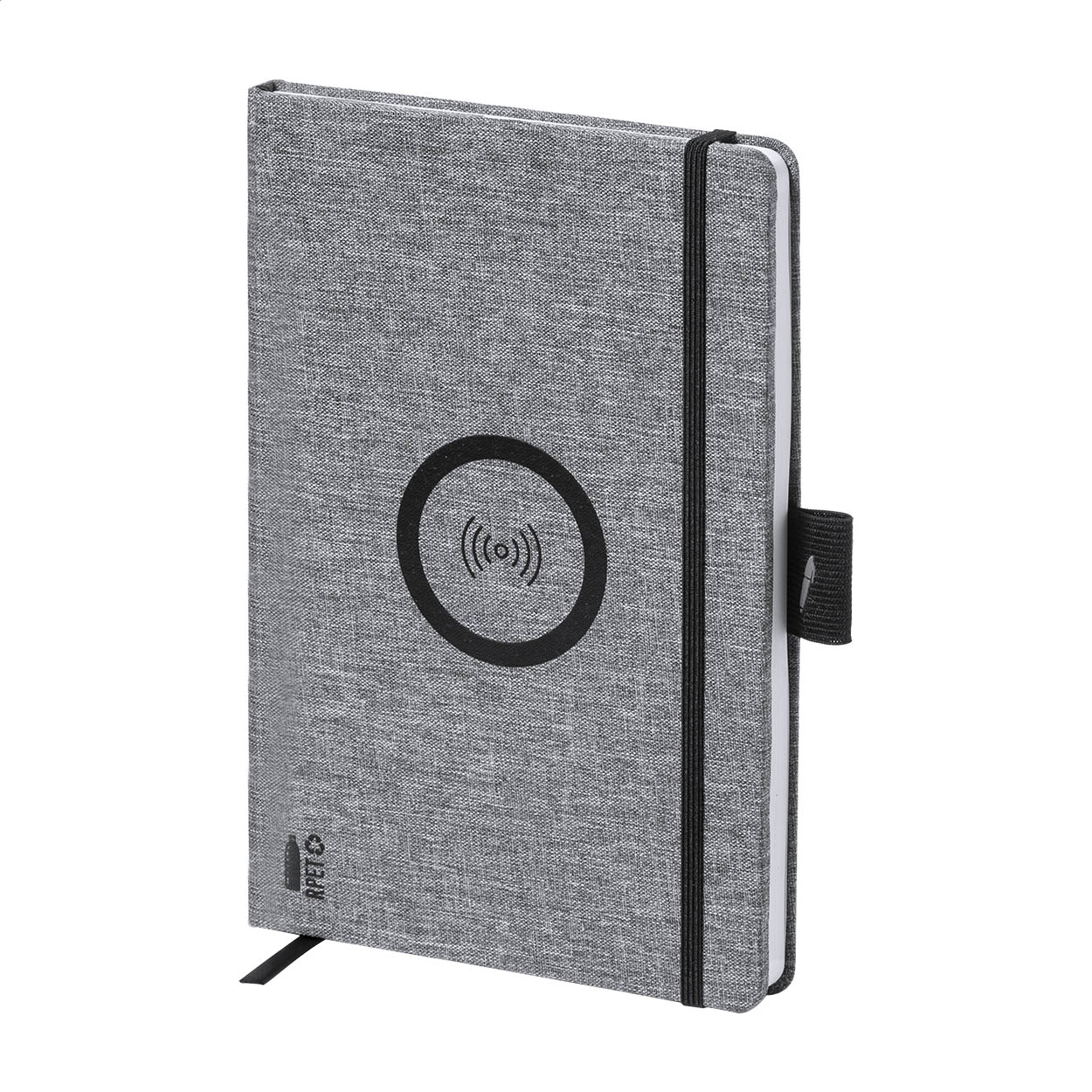 quaderno con caricabatterie — gadget promozionale personalizzabile con il tuo logo