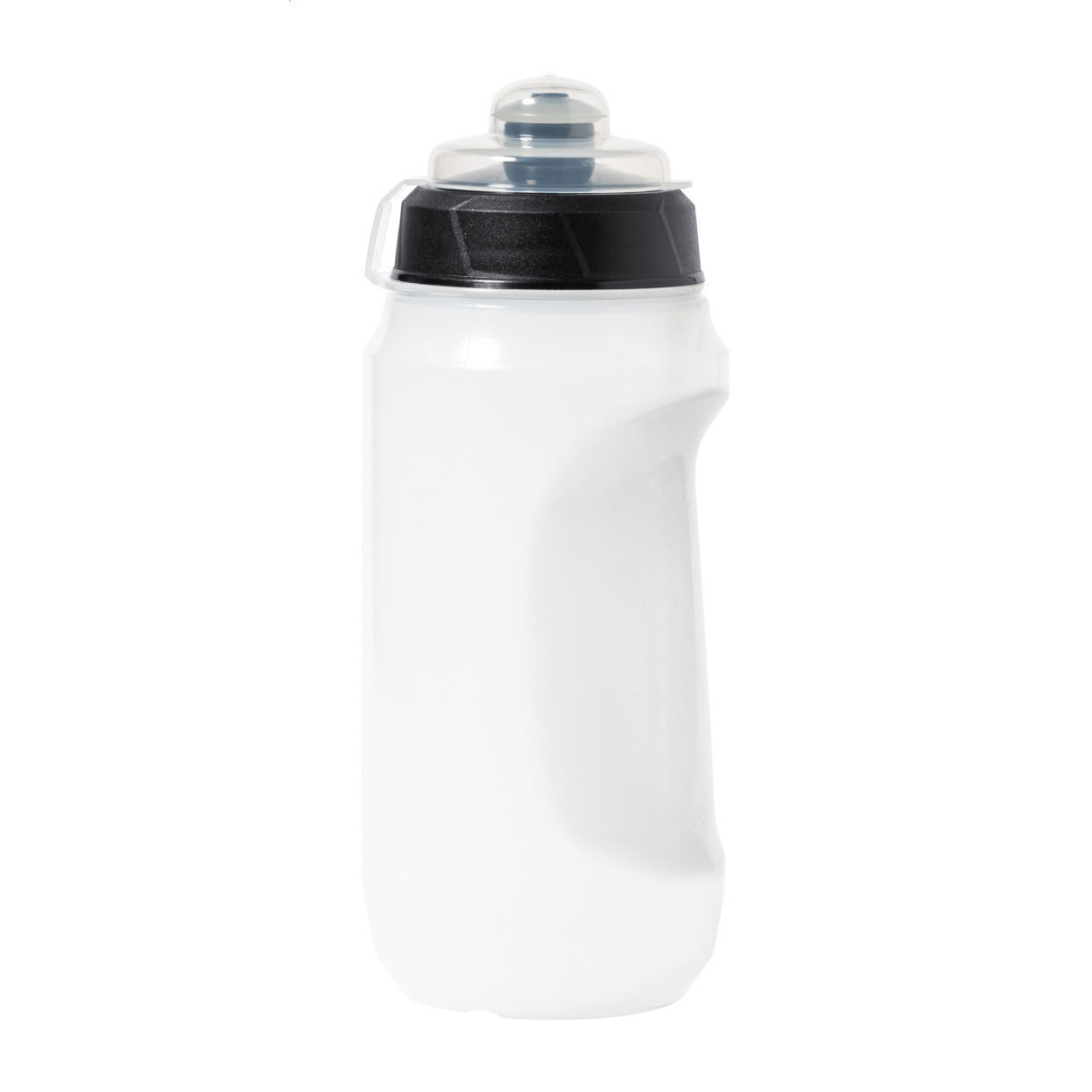 Bottiglia sportiva in plastica PE traslucida con coperchio per bere e tappo trasparente, 500 ml — gadget promozionale personalizzabile con il tuo logo