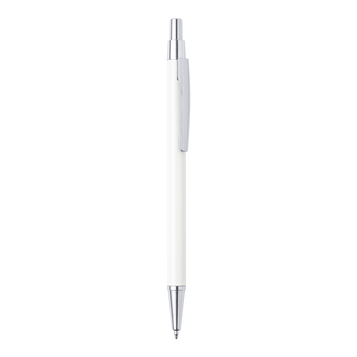 Penna a sfera in alluminio riciclato con inserti cromati — gadget promozionale personalizzabile con il tuo logo