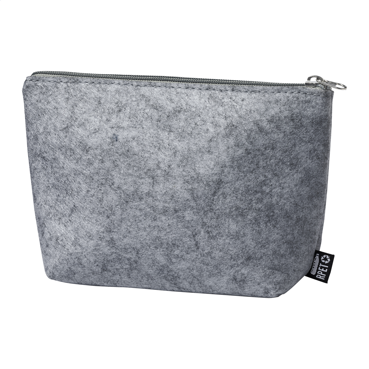 Trousse per cosmetici in feltro RPET con cerniera — gadget promozionale personalizzabile con il tuo logo
