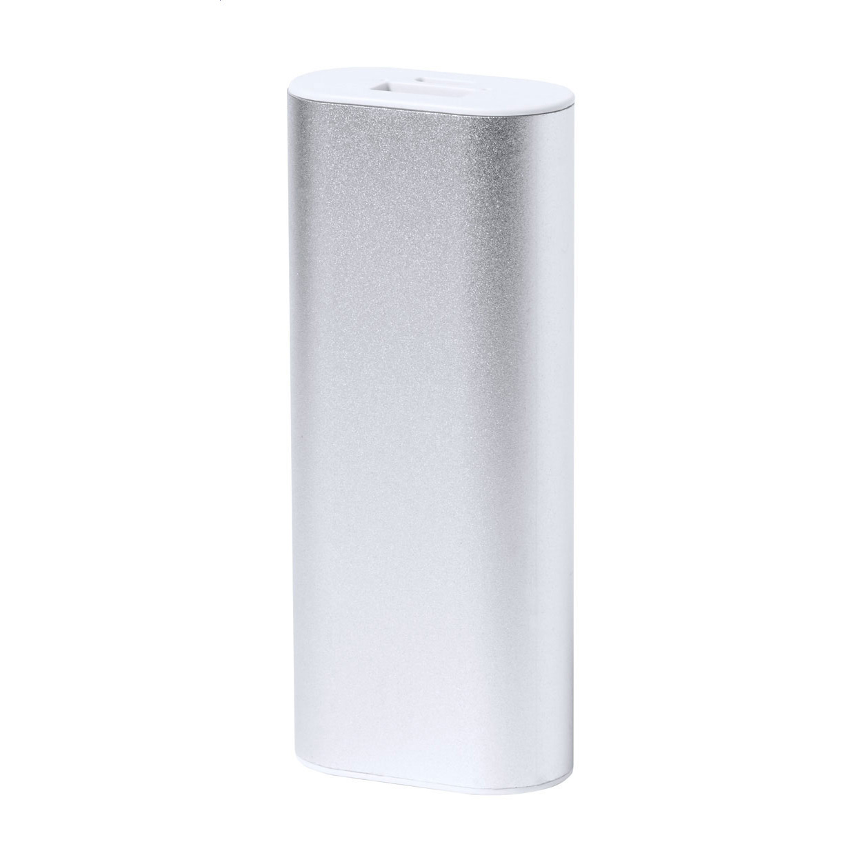 Power bank in alluminio con batteria da 2200 mAh — gadget promozionale personalizzabile con il tuo logo