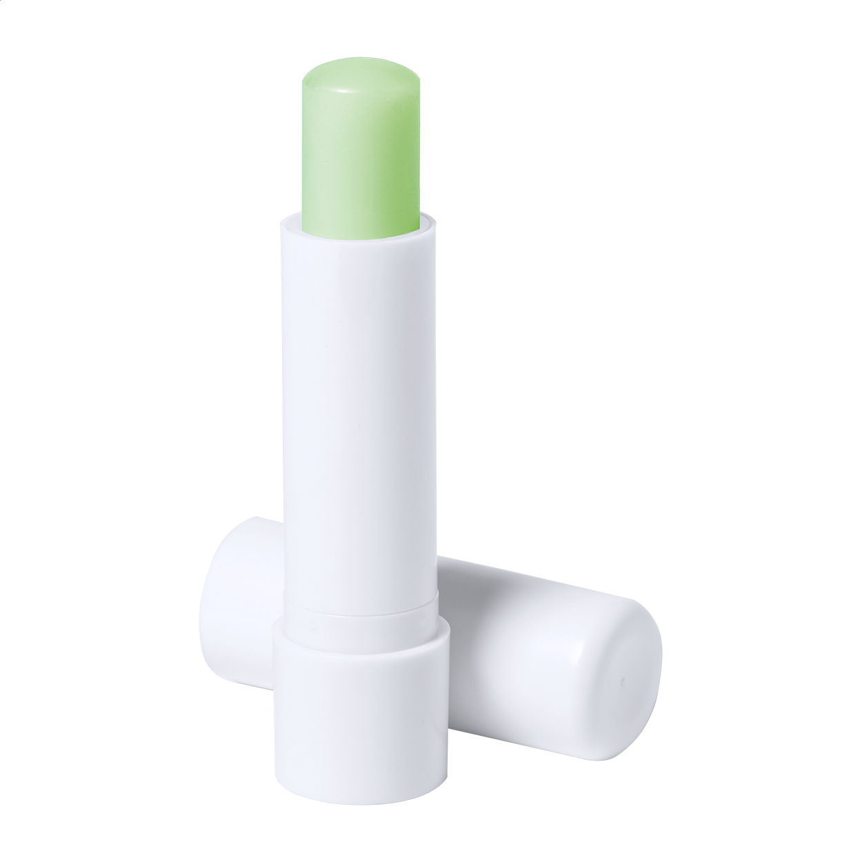Balsamo labbra all'aloe vera in contenitore di plastica ABS — gadget promozionale personalizzabile con il tuo logo