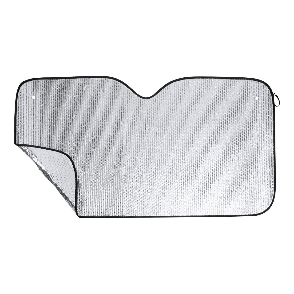 Parasole per auto in alluminio per parabrezza, con elastici per la chiusura — gadget promozionale personalizzabile con il tuo logo