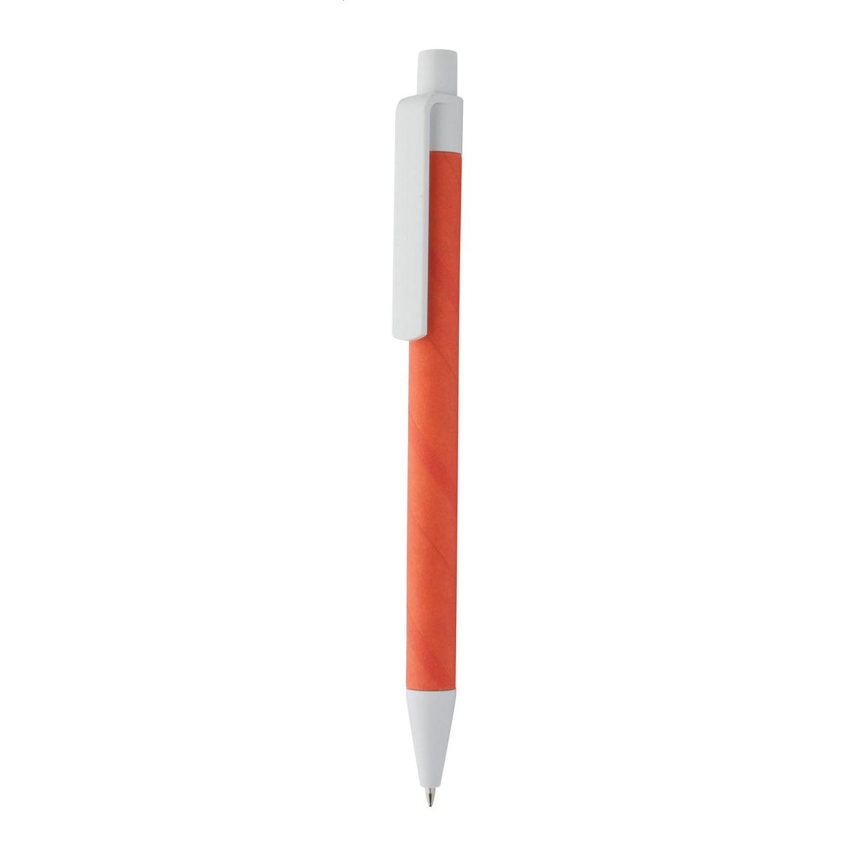 Penna a sfera in carta riciclata e plastica bianca — gadget promozionale personalizzabile con il tuo logo