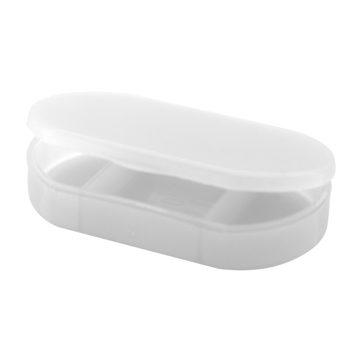Portapillole in plastica con 3 scomparti — gadget promozionale personalizzabile con il tuo logo
