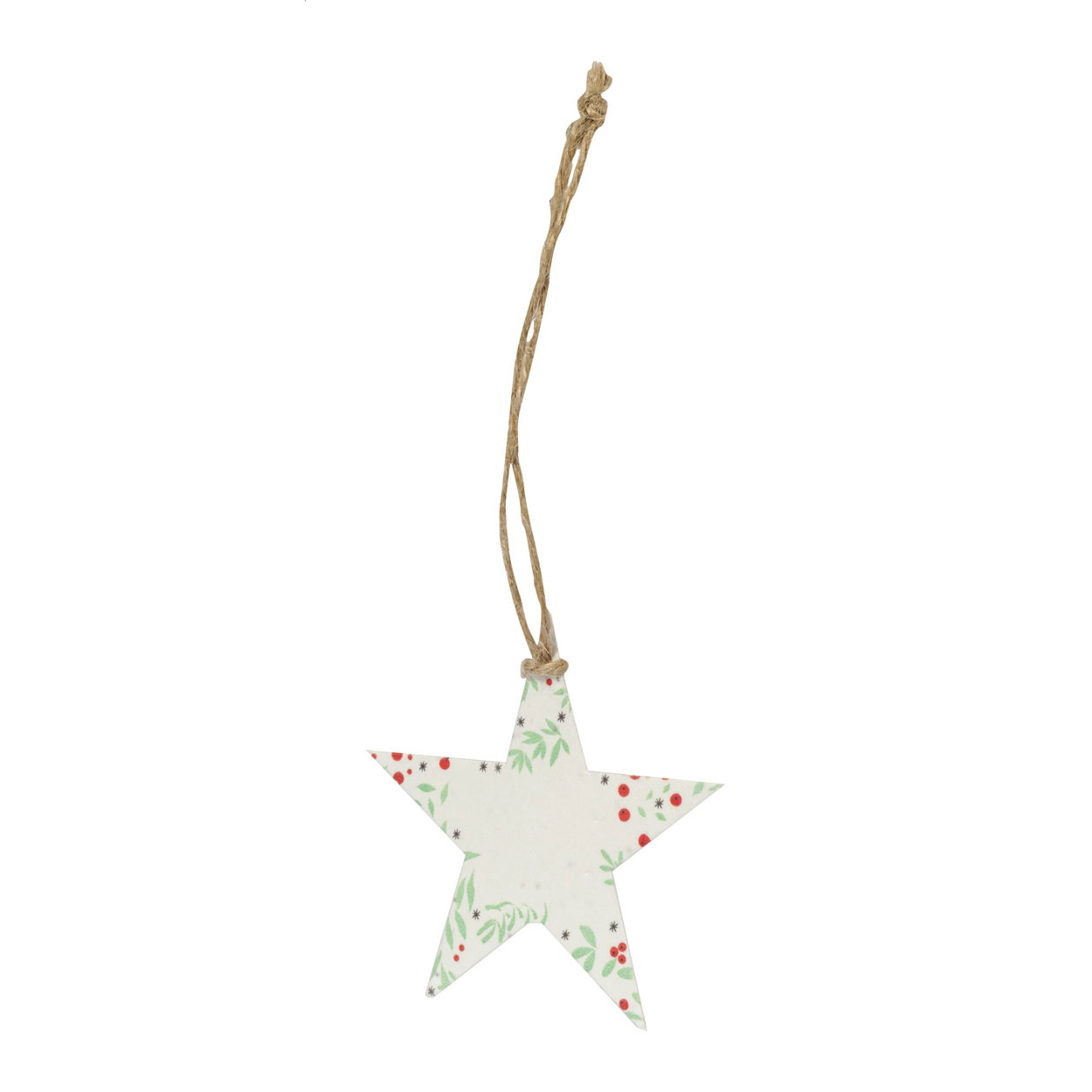 Addobbo albero di Natale in carta di semi con filo in iuta — gadget promozionale personalizzabile con il tuo logo