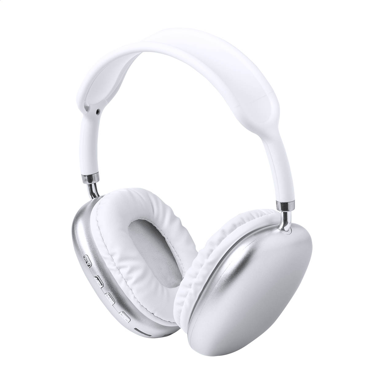 Cuffie wireless in plastica ABS con cuscinetti in pelle PU e batteria ricaricabile integrata — gadget promozionale personalizzabile con il tuo logo