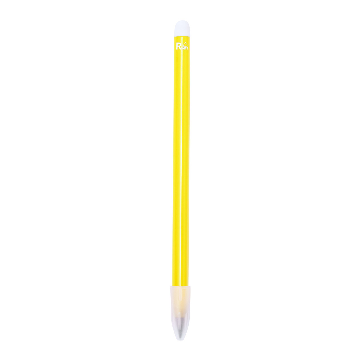 Penna senza inchiostro di lunga durata in plastica ABS riciclata con punta in lega metallica che ossida la carta e gomma — gadget promozionale personalizzabile con il tuo logo