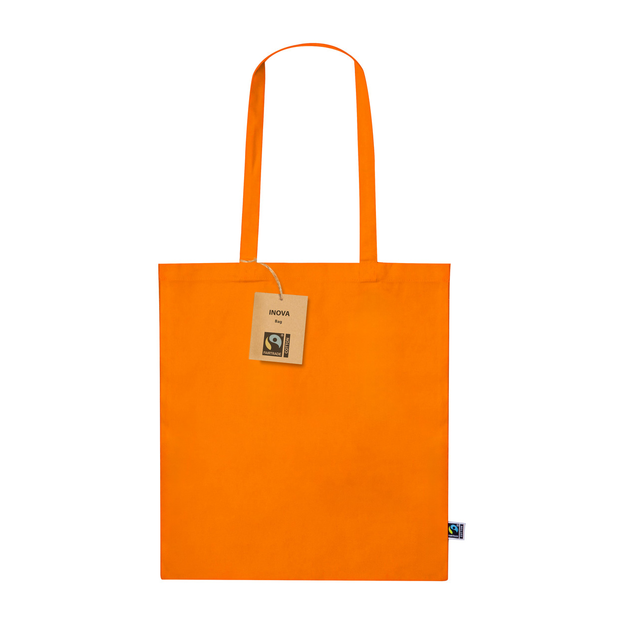Borsa per la spesa in cotone equosolidale colorato con manici lunghi — gadget promozionale personalizzabile con il tuo logo