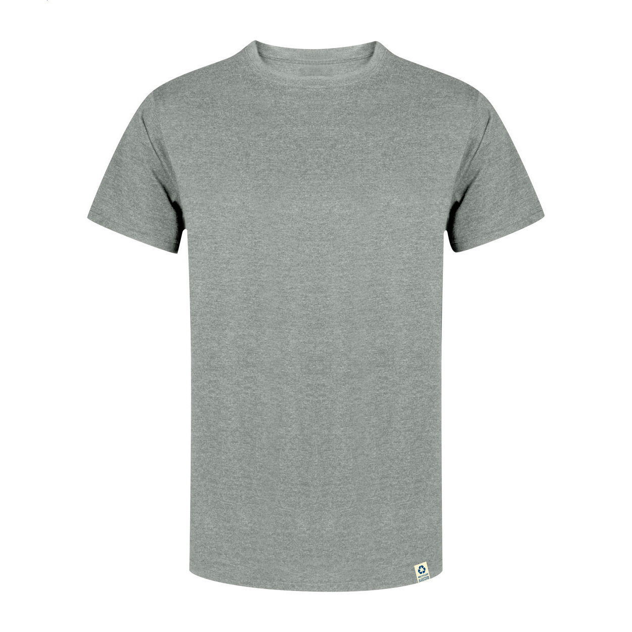 T-shirt 150 g/m2 a girocollo in tessuto single jersey 60% cotone riciclato e 40% poliestere RPET, — gadget promozionale personalizzabile con il tuo logo