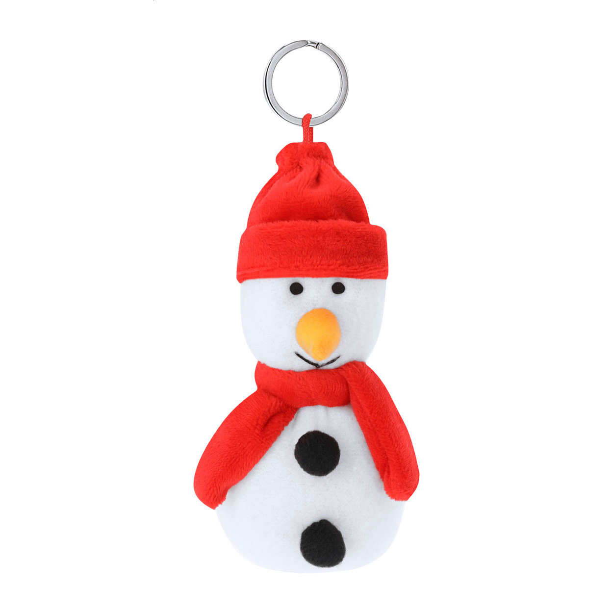 Portachiavi natalizio di peluche, pupazzo di neve — gadget promozionale personalizzabile con il tuo logo