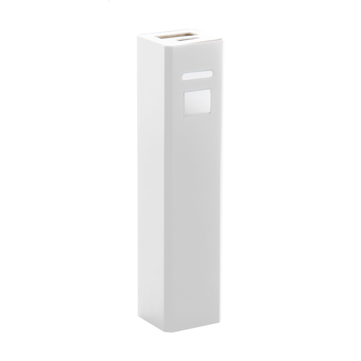 USB power bank corpo in alluminio da 2200 mAh — gadget promozionale personalizzabile con il tuo logo