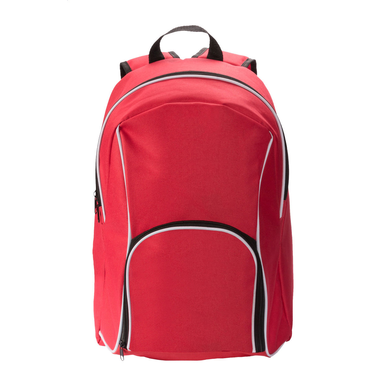 Zaino con tasche con cerniera, schienale e spallacci imbottiti — gadget promozionale personalizzabile con il tuo logo