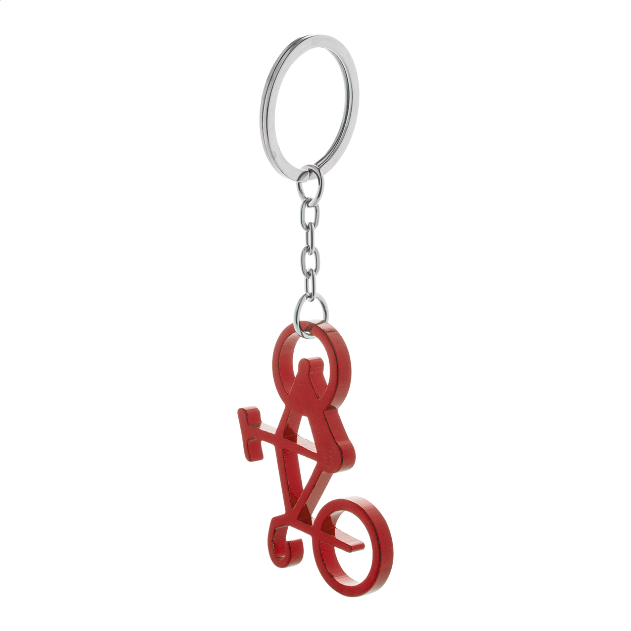 Portachiavi in alluminio a forma di bicicletta con funzione apribottiglie — gadget promozionale personalizzabile con il tuo logo
