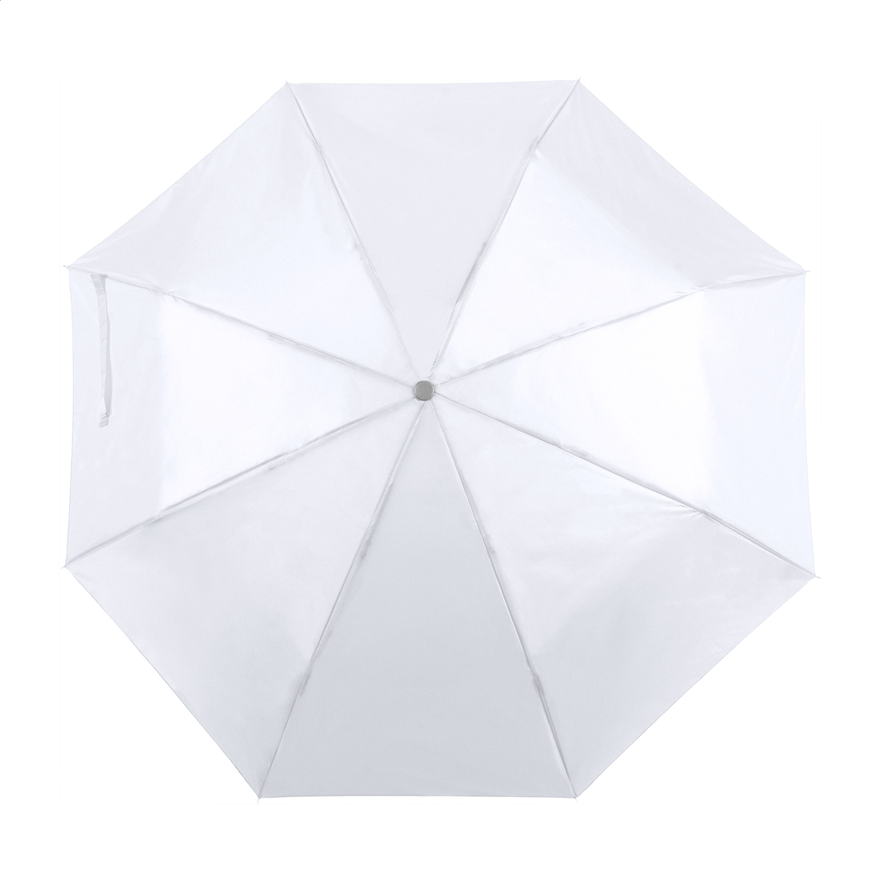 Ombrello pieghevole manuale con 8 pannelli, con struttura e stecche in metallo e fodera coordinata — gadget promozionale personalizzabile con il tuo logo