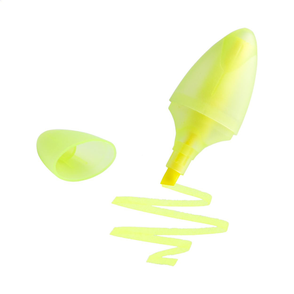Evidenziatore in plastica traslucida di forma ovale — gadget promozionale personalizzabile con il tuo logo