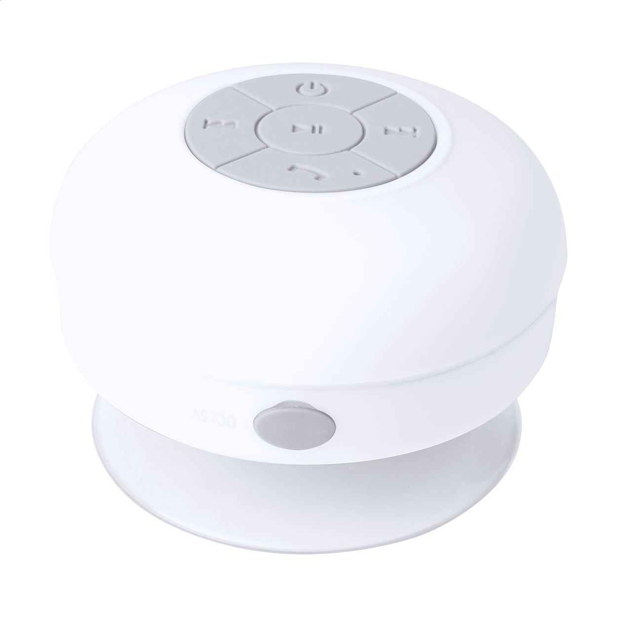 Cassa wireless con alloggiamento rivestito in gomma e ampia ventosa — gadget promozionale personalizzabile con il tuo logo