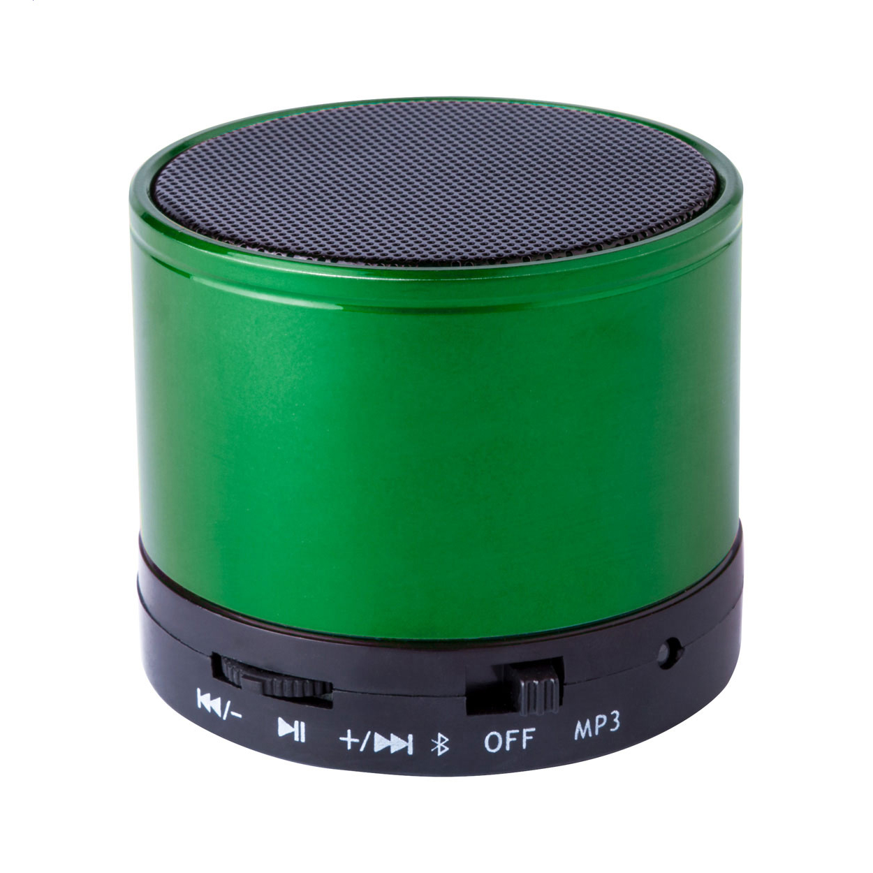 Altoparlante wireless con alloggiamento in metallo — gadget promozionale personalizzabile con il tuo logo