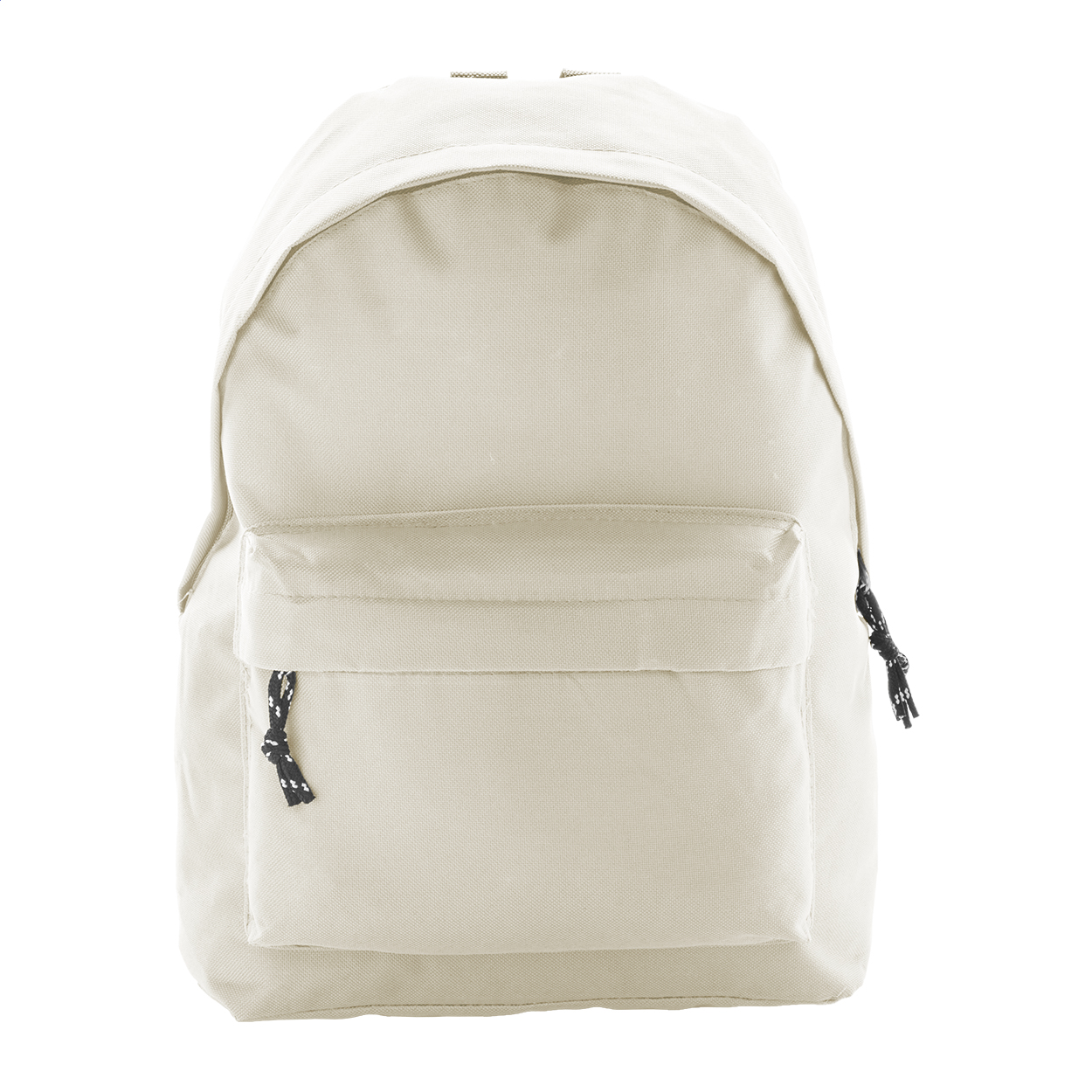 Zaino con tasca frontale e cerniera, schienale imbottito e spallacci — gadget promozionale personalizzabile con il tuo logo