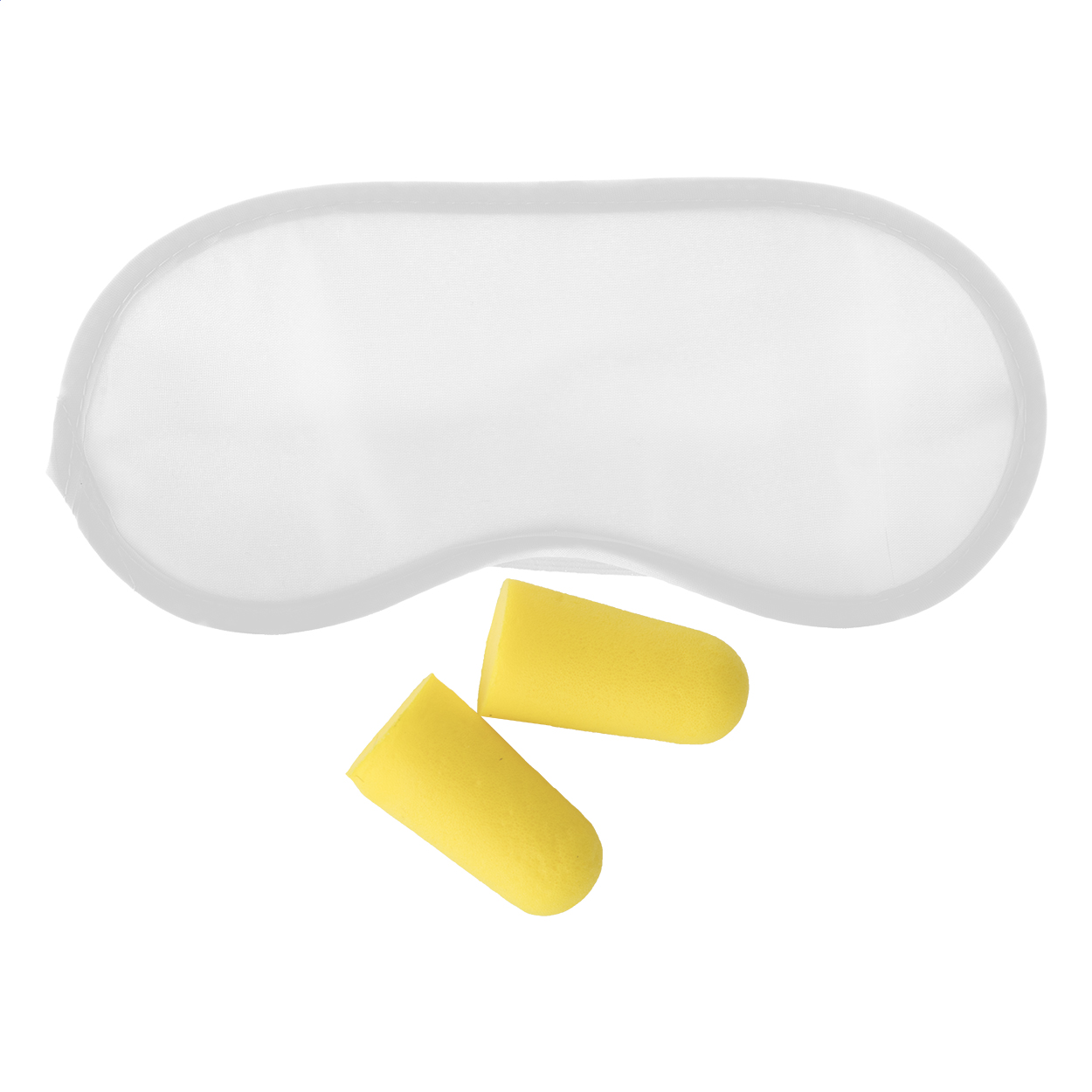 Set viaggio con mascherina occhi in microfibra e tappi per le orecchie in EVA — gadget promozionale personalizzabile con il tuo logo