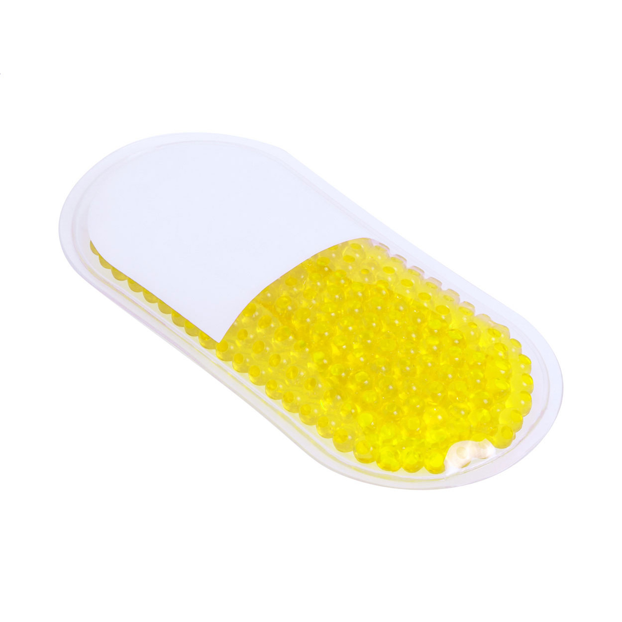 Cuscino caldo/freddo riutilizzabile, riempito con palline di gel colorato — gadget promozionale personalizzabile con il tuo logo