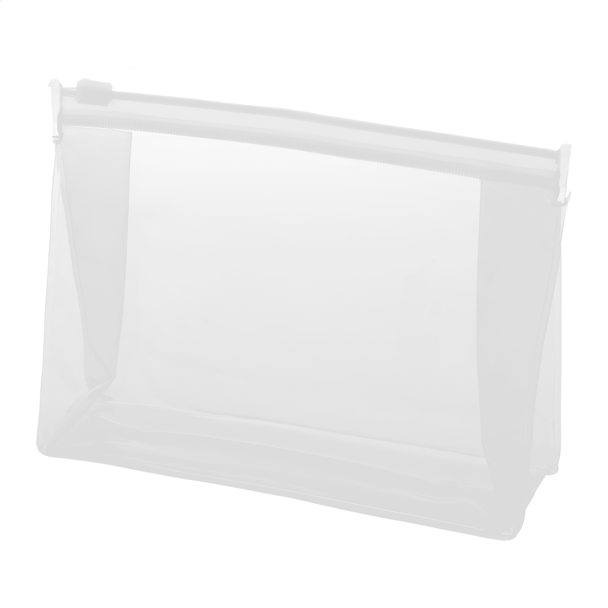 Trousse in PVC trasparente con chiusura a zip — gadget promozionale personalizzabile con il tuo logo